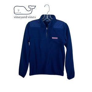 Vineyard Vines Shep Quarter Zip Knit Pullover - Navy Blue- Youth Large (16)
